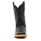 Kids Crocodile Black Boots - Embossed Leather - Square Toe (K10-1) - Gomez Western Wear