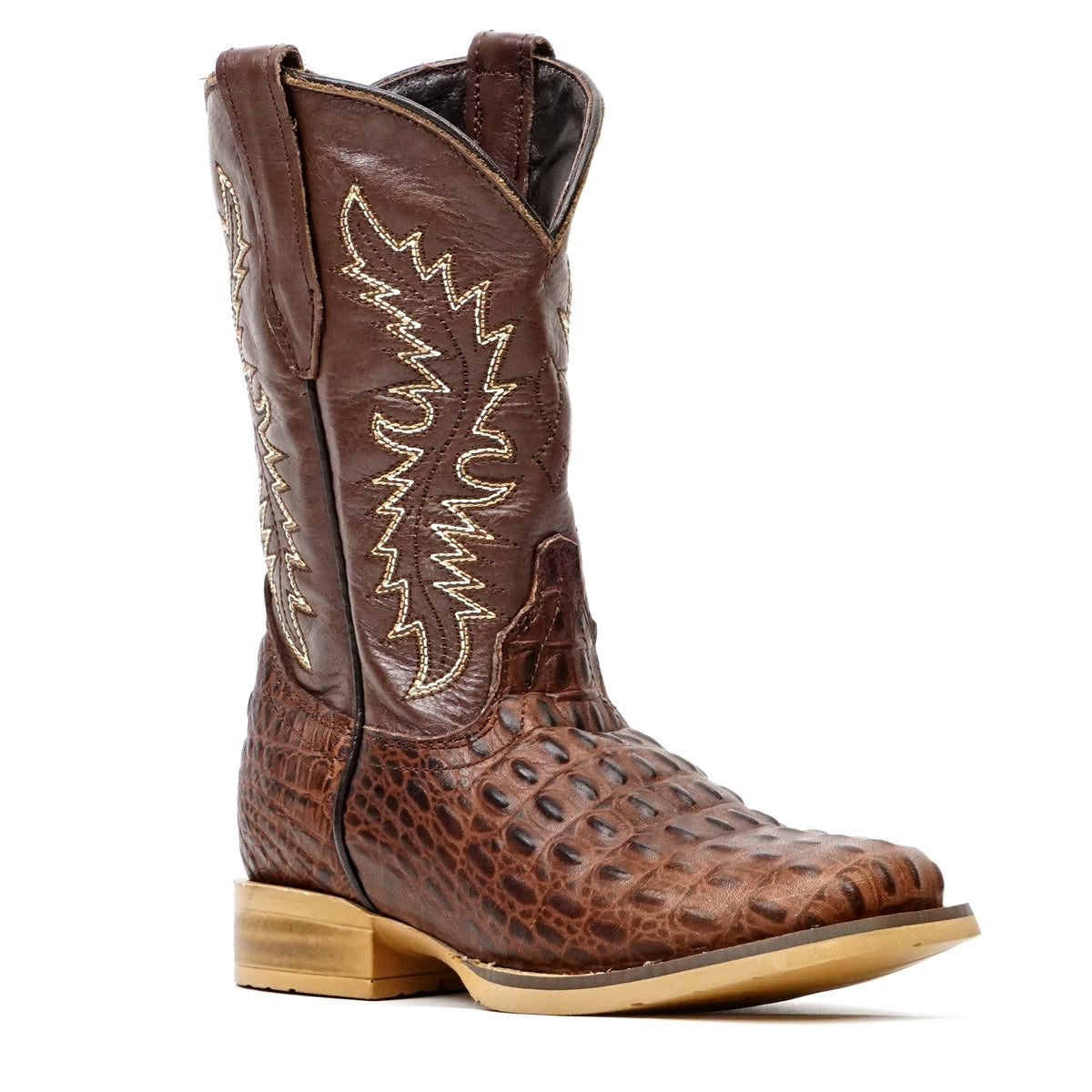 Kids Crocodile Choco Boots - Embossed Leather - Square Toe (K10-1) - Gomez Western Wear