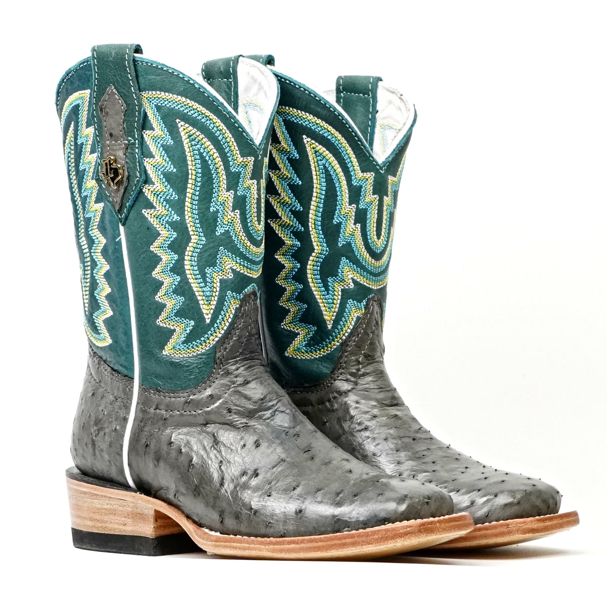 Kids Ostrich Boots - Gray - Square Toe (K-AV20) - Gomez Western Wear