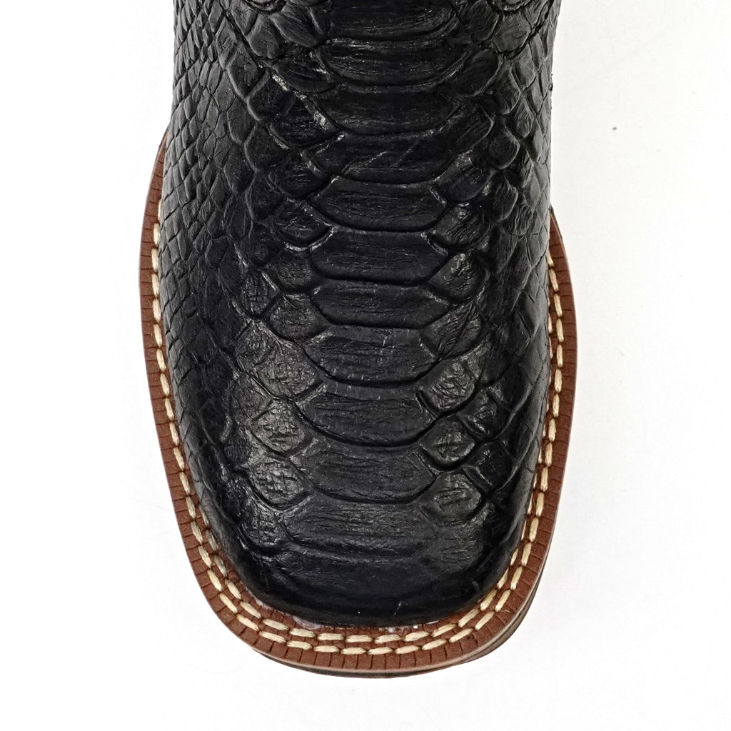 Kids Python Black Boots - Embossed Leather - Square Toe - Gomez Western Wear