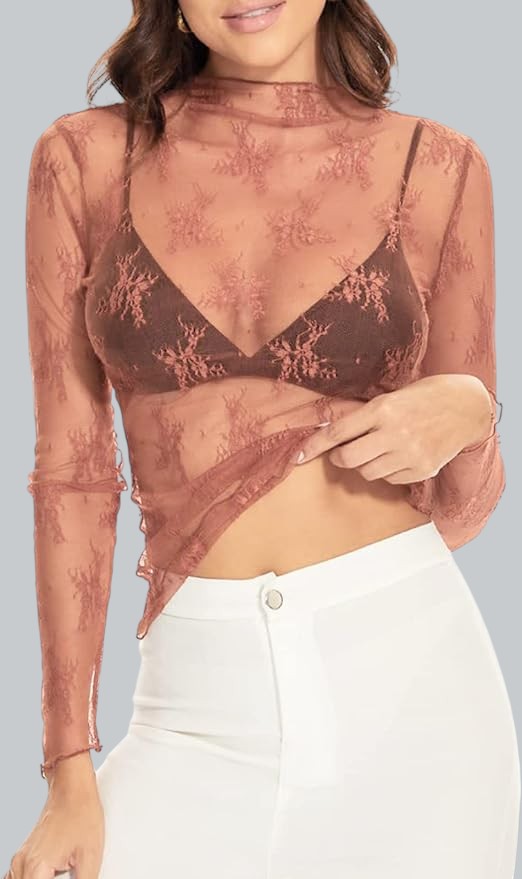 Lace Mesh Sheer Top