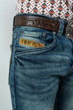 Men's Western Dark Blue Boot Cut Denim Jeans (RS-007) - Gomez Western Wear
