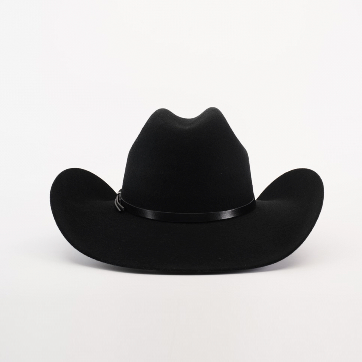 The 6X Chihuahua Black is a premium sheep wool cowboy hat featuring a sleek, curved brim and a shiny black band, displayed against a plain white background.