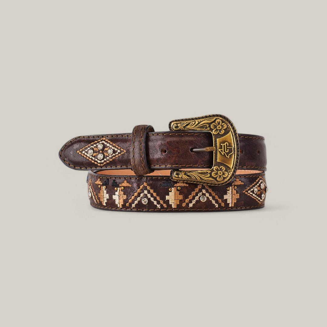 Oklahoma Aztec Brown Belt - Texas Buckle - Gomez Western Wear