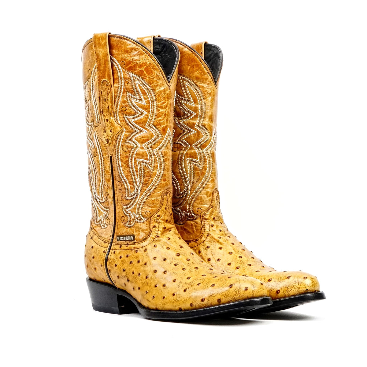 Ostrich Buttercup Boots - Embossed Leather - Round Toe (E436) - Gomez Western Wear