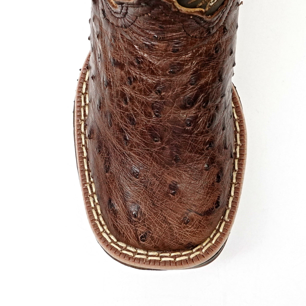 Ostrich Tobacco Kids Boots - Double-Density Sole - Square Toe - Gomez Western Wear