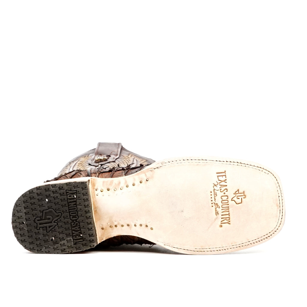 Pirarucu Fish Boots - Brown - Square Toe (PZ60 E.C.) - Gomez Western Wear