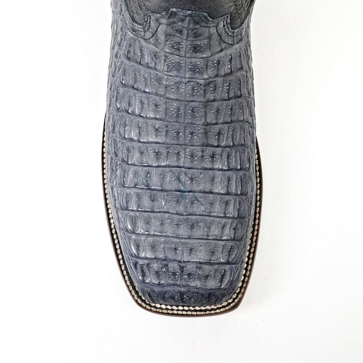 Ranger Caiman Horn Back Boots - Denim Blue - Square Toe - Gomez Western Wear