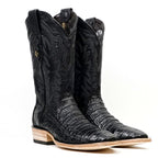 Rhodes Caiman Belly Boots - Black - Cutter Toe (LM26) - Gomez Western Wear