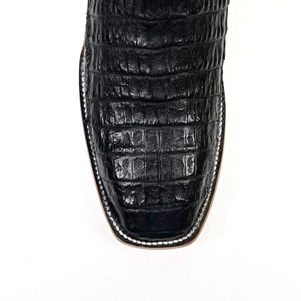 Rhodes Caiman Belly Boots - Black - Cutter Toe (LM26) - Gomez Western Wear