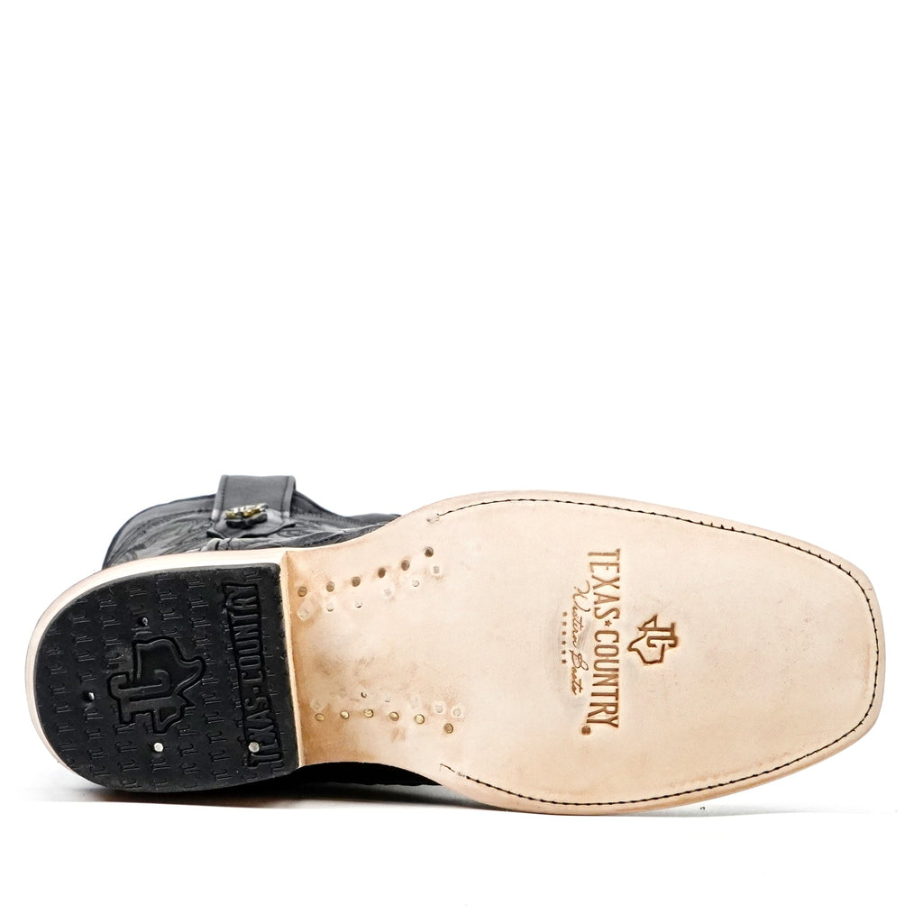 Rhodes Caiman Belly Boots - Black - Cutter Toe (LM26) - Gomez Western Wear