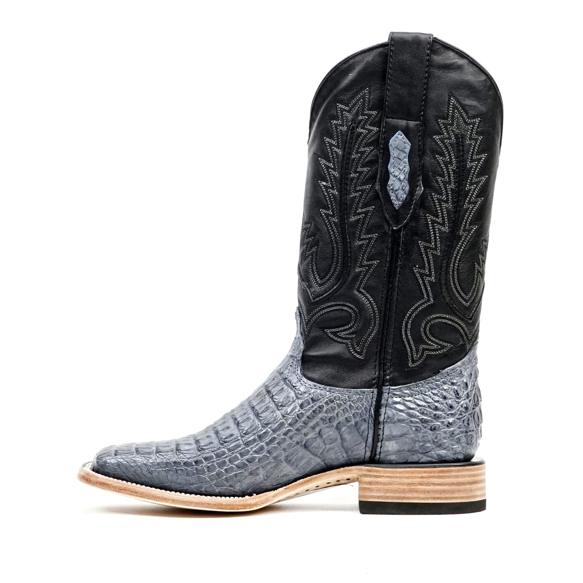 Rhodes Caiman Hornback Boots - Denim Blue- Square Toe (LM10) - Gomez Western Wear
