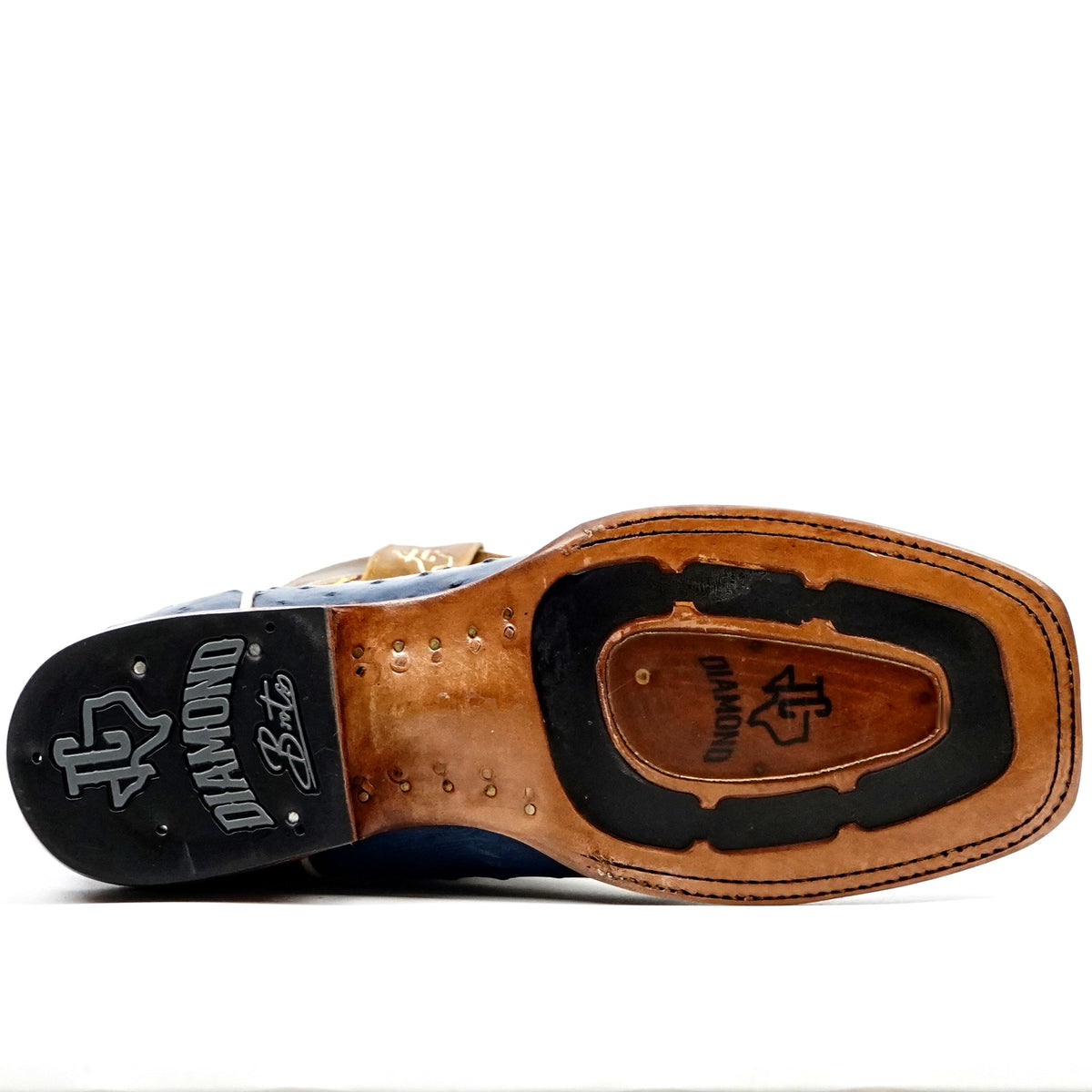 Ridge Ostrich Boots - Blue - Square Toe - Gomez Western Wear