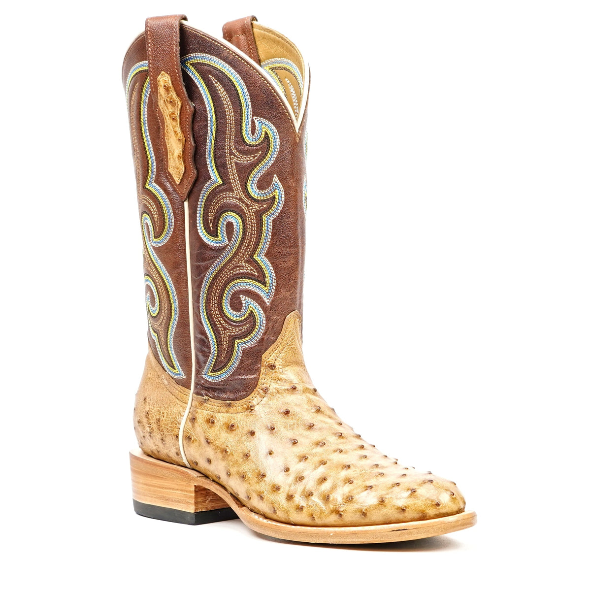 Ridge Ostrich Boots - Fawn - Roper Toe - Gomez Western Wear