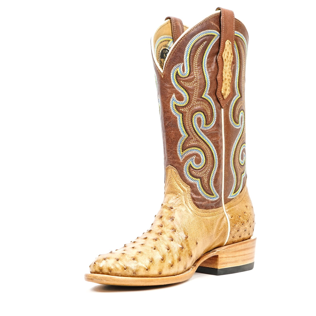 Ridge Ostrich Boots - Fawn - Roper Toe - Gomez Western Wear