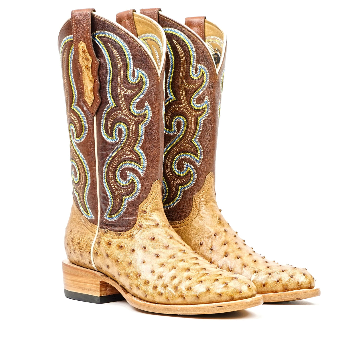 Ridge Ostrich Boots - Fawn - Roper Toe - Gomez Western Wear