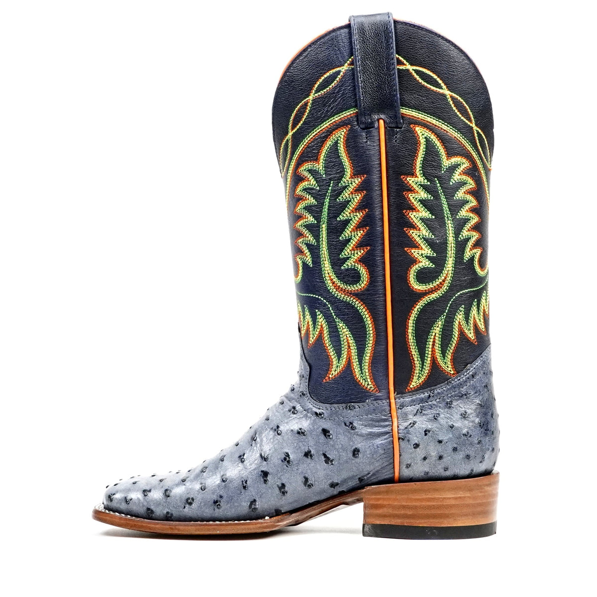Ridge Ostrich Boots - Safari Blue - Square Toe - Gomez Western Wear