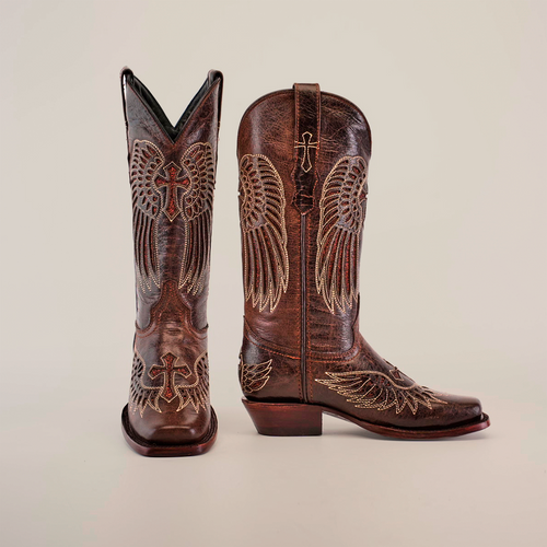 Texas Cross Glitterbomb Brown - Mid Shaft - Narrow Square Toe