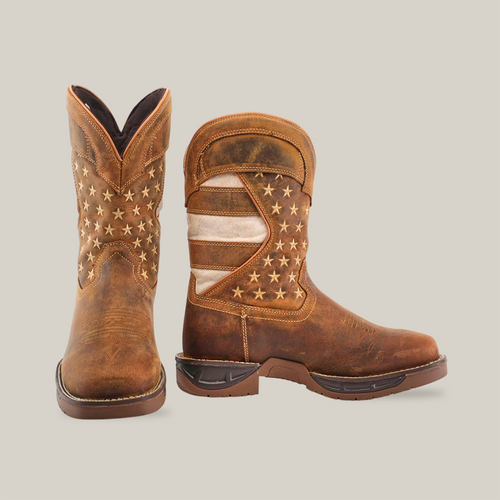White Tan US Flag - Waterproof - Soft Toe