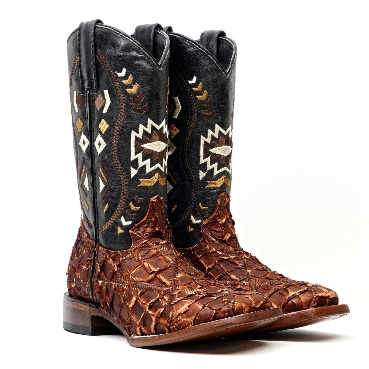 Shedron Pirarucu Fish Patchwork Boots (Youth) - Square Toe (R003) - Gomez Western Wear