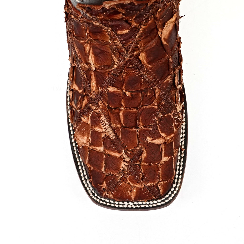 Shedron Pirarucu Fish Patchwork Boots (Youth) - Square Toe (R003) - Gomez Western Wear
