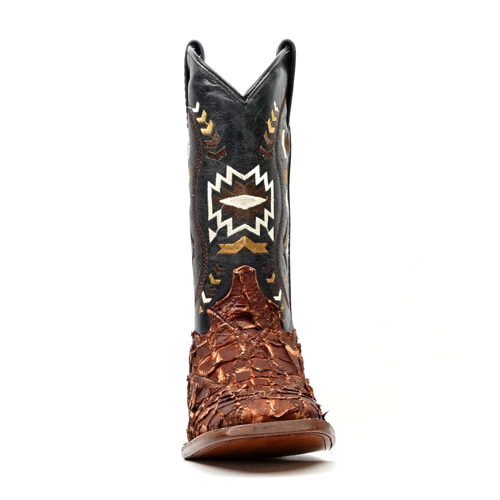 Shedron Pirarucu Fish Patchwork Boots (Youth) - Square Toe (R003) - Gomez Western Wear
