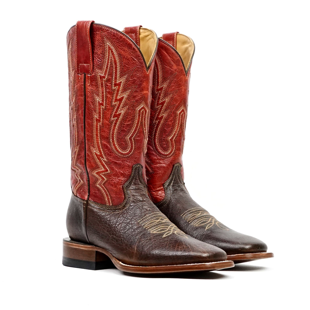 Shrunken Calf Brown Cowboy Boots - Square Toe (TS083) - Gomez Western Wear