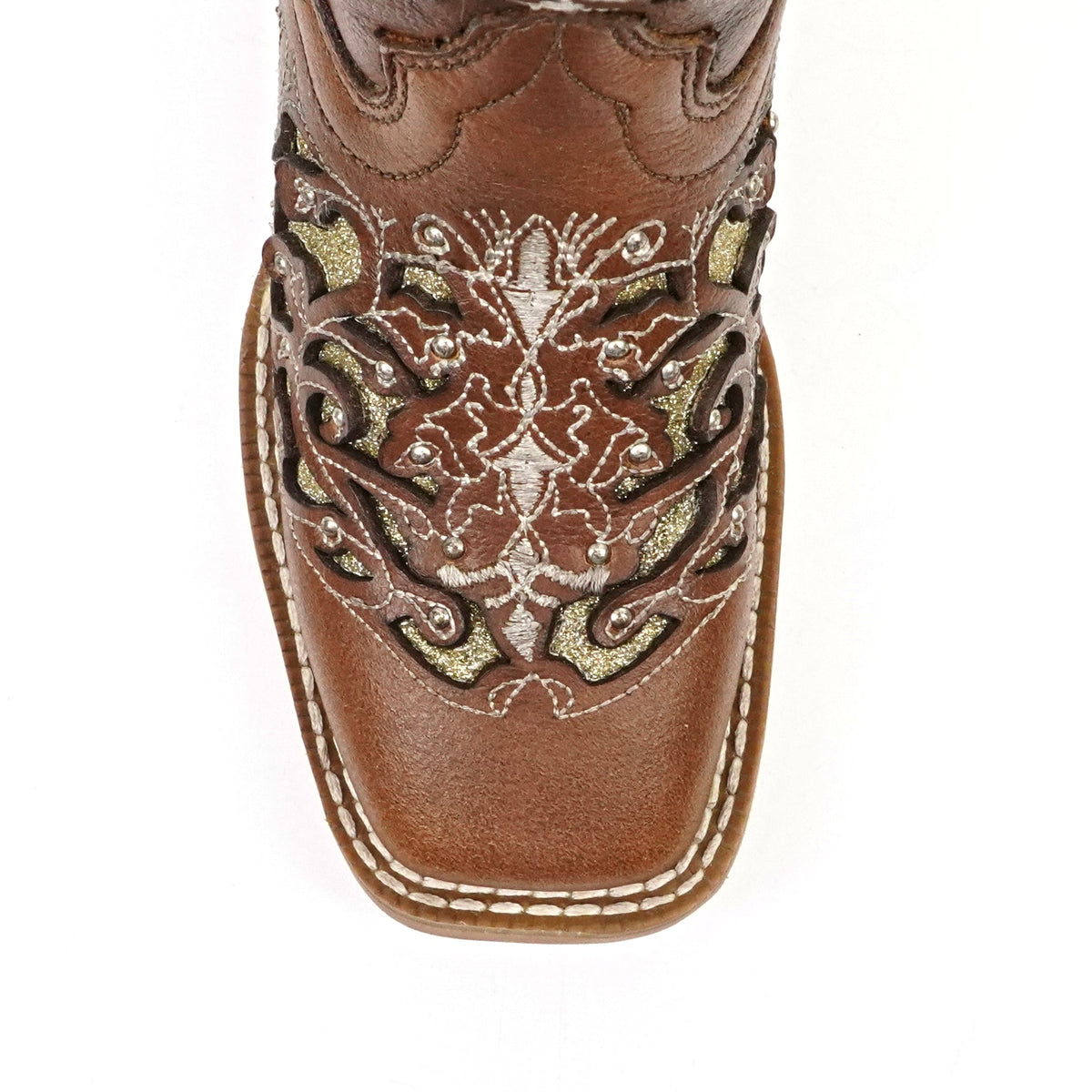 Tan & Crystals Girls Boots - Slip-Resistant Soles - Square Toe - Gomez Western Wear