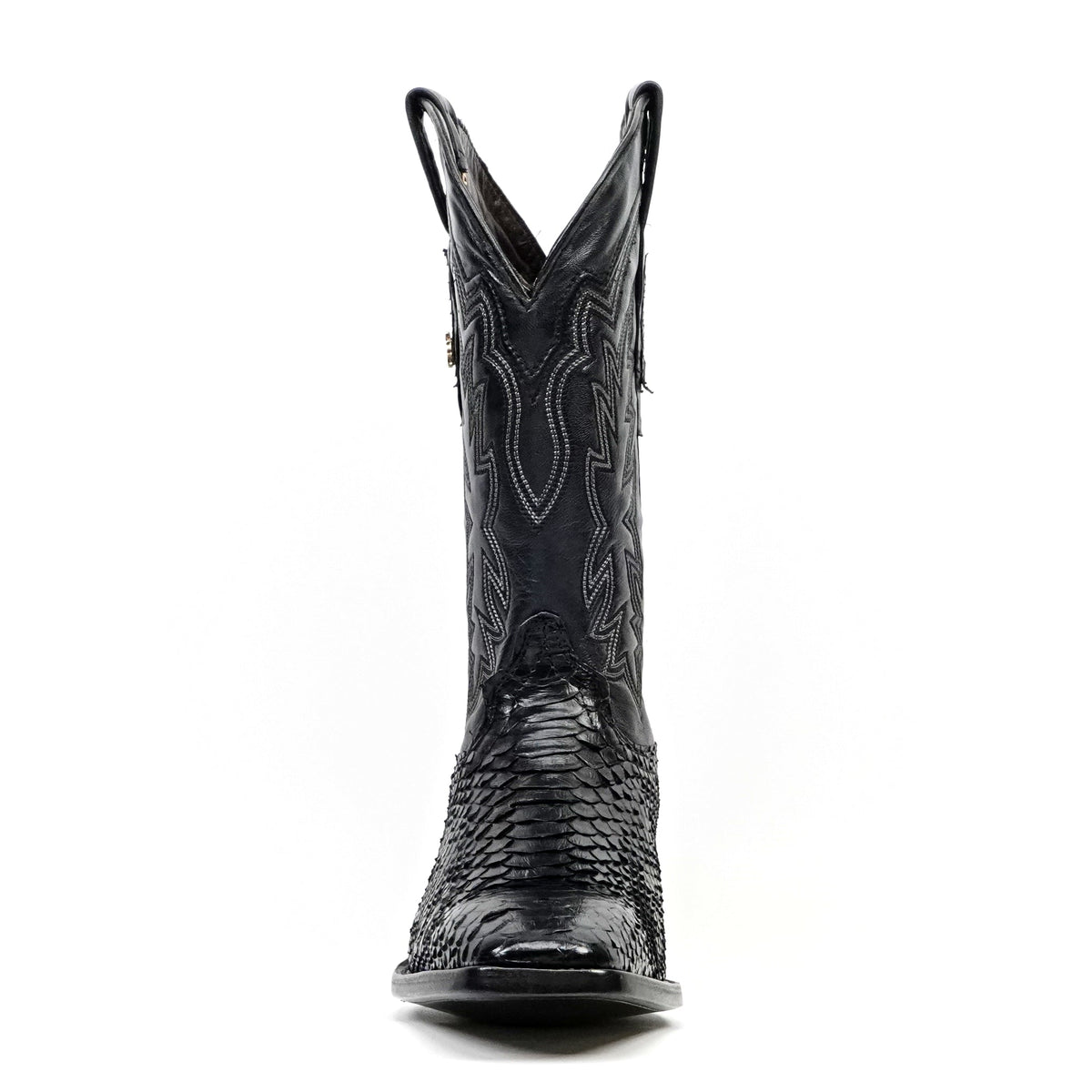 Tanner Python Boots - Glossy Black - Cutter Toe (PN26) - Gomez Western Wear