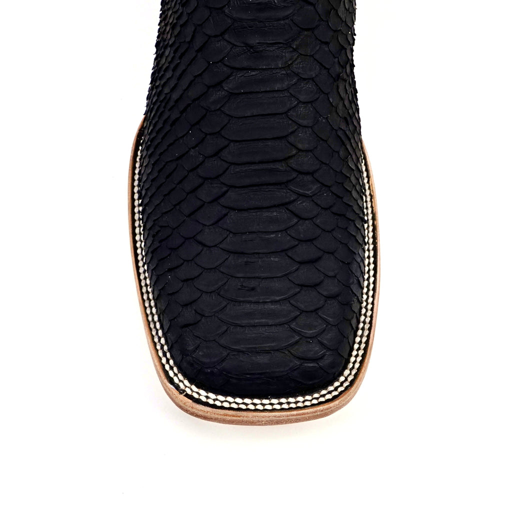 Tanner Python Boots - Matte Black - Square Toe (PN30) - Gomez Western Wear