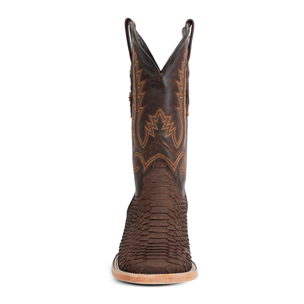 Tanner Python Boots - Matte Brown - Square Toe (PN30) - Gomez Western Wear