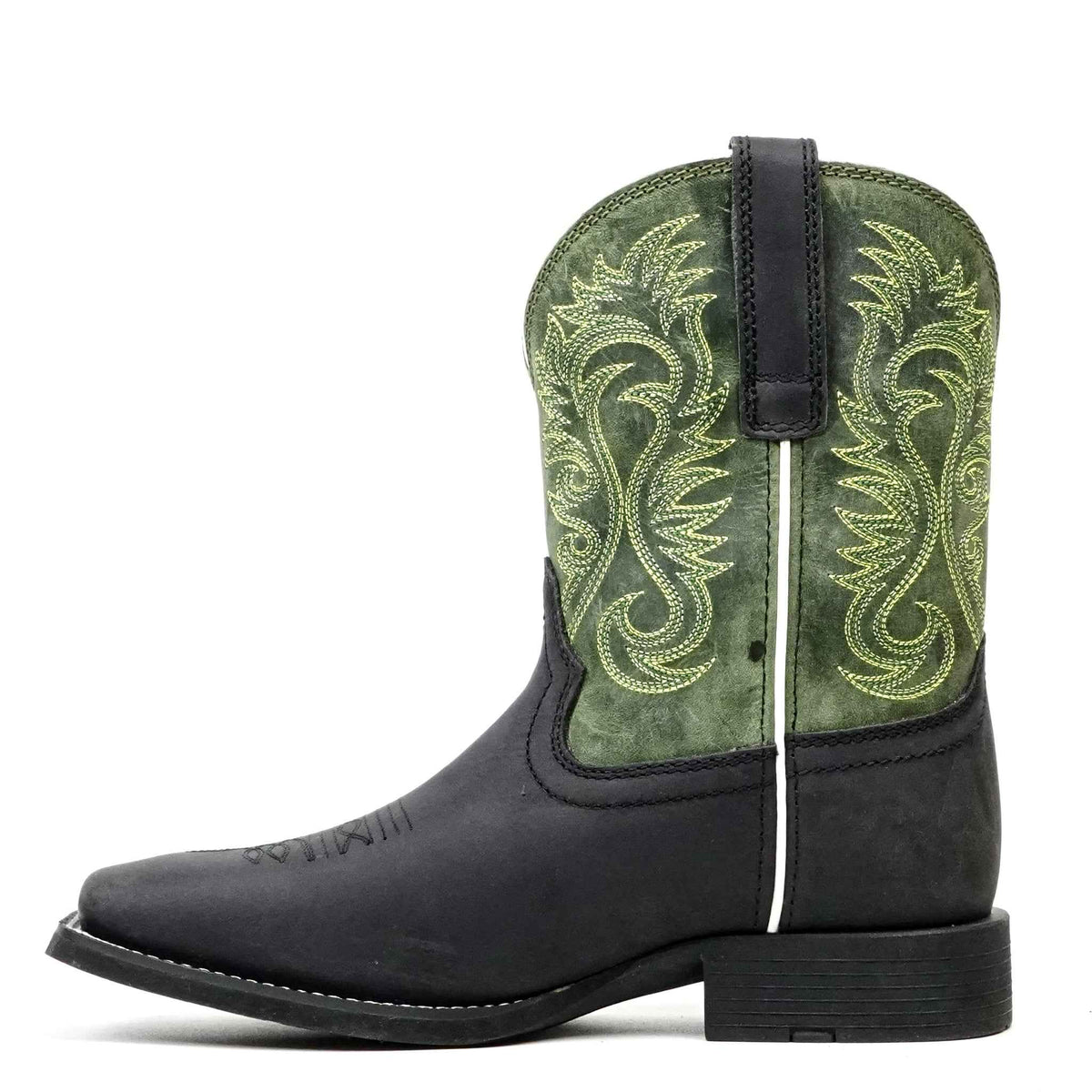 Texas Country Black Leather Boots - Slip-Resistant Sole - Square Toe (TCK008) - Gomez Western Wear