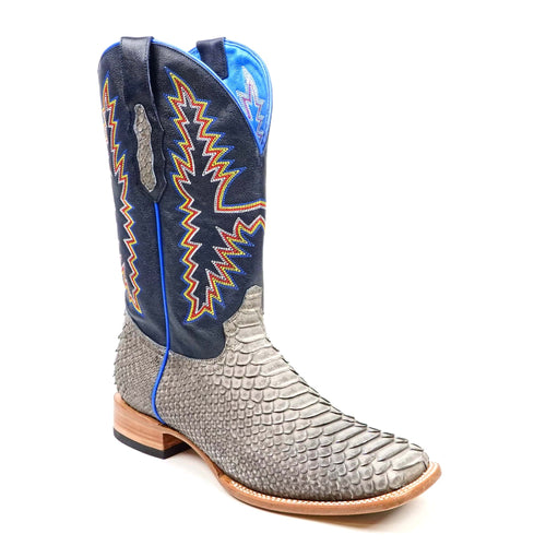 Texas Country Mens Diamond Collection Braxton Python Boots - Matte Gray - Square Toe