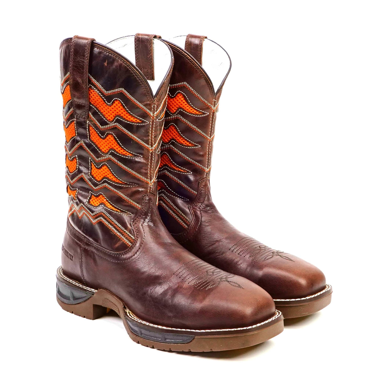 Texas Country - Orange &amp; Brown Work Boots - Composite Toe (TC009) - Gomez Western Wear