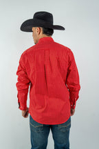 Texas Country - Red Flower Petals Button-Down Long Sleeve Shirt (MOD1086) - Gomez Western Wear