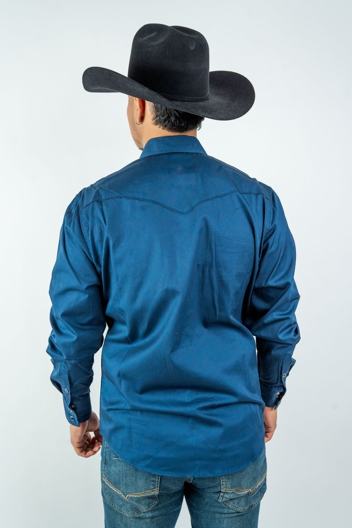 Texas Country - Solid Navy Blue Pearl Snap Long-Sleeve Shirt (AC108L/T) - Gomez Western Wear