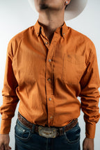 Texas Country - Solid Orange Button-Down Long Sleeve Shirt (AC110L/T) - Gomez Western Wear
