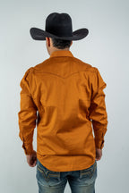 Texas Country - Solid Orange Pearl Snap Long-Sleeve Shirt (AC108L/T) - Gomez Western Wear