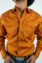 Texas Country - Solid Orange Pearl Snap Long-Sleeve Shirt (AC108L/T) - Gomez Western Wear