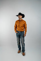 Texas Country - Solid Orange Pearl Snap Long-Sleeve Shirt (AC108L/T) - Gomez Western Wear