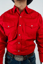 Texas Country - Solid Red Pearl Snap Long-Sleeve Shirt (AC108L/T) - Gomez Western Wear