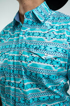 Texas Country - Turquoise Aztec Pearl Snap Short Sleeve Shirt (PS100S/T #1125) - Gomez Western Wear