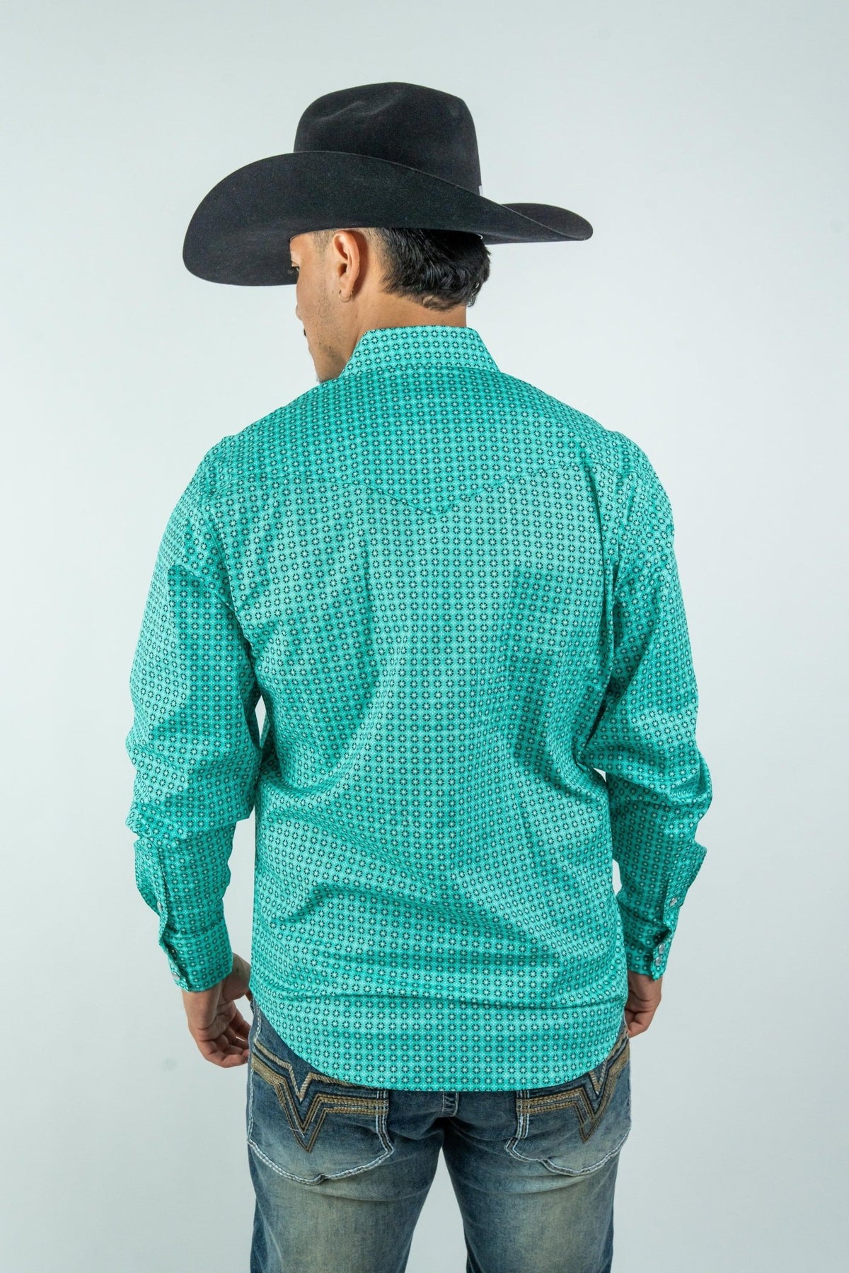 Texas Country - Turquoise Flowers Pearl Snap Long Sleeve Shirt (PS100L/T #1108) - Gomez Western Wear